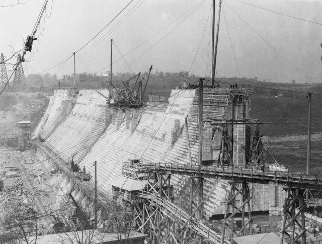 The downstream face of the Kensico Dam. Oct. 29, 1914Author New York Public Library