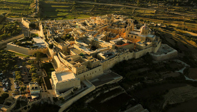 Aerial view of the city of Mdina, Malta. The city was used as King’s Landing filming location in season one Photo Credit