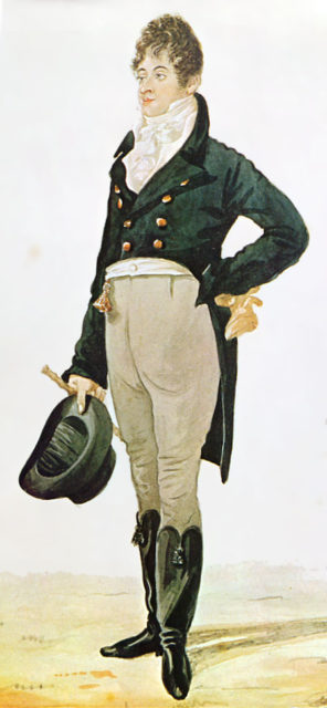 Caricature of George “Beau” Brummell by Richard Dighton (1805).