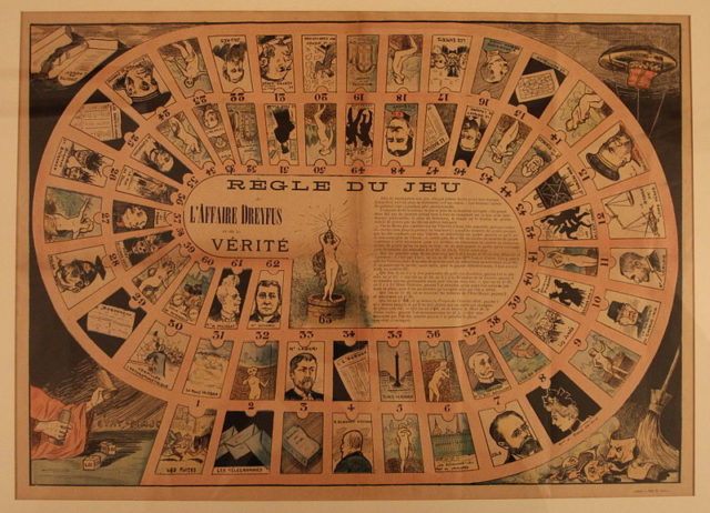 A French version of the game of the goose from the year 1898. Part of the collection of the Museum of the Barreau of Paris during the Festival of the Public Domain 2015 in Paris, France. Photo Credit