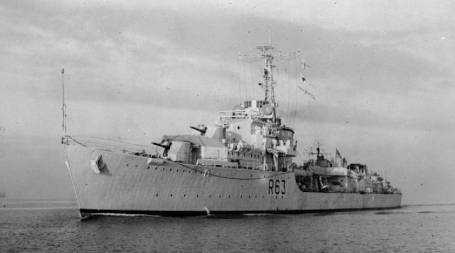 The HMS Concord (not to be confused with HMS Consort). Concord had been ordered to prepare to provide gun support to Amethyst if she came under fire from the shore batteries at Woosung.