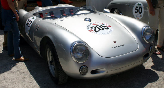 A Porsche 550 Sypder at an oldtimer auto show. Photo Credit