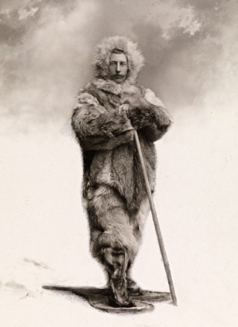 Amundsen in clothing used by the Netsilik Inuits.