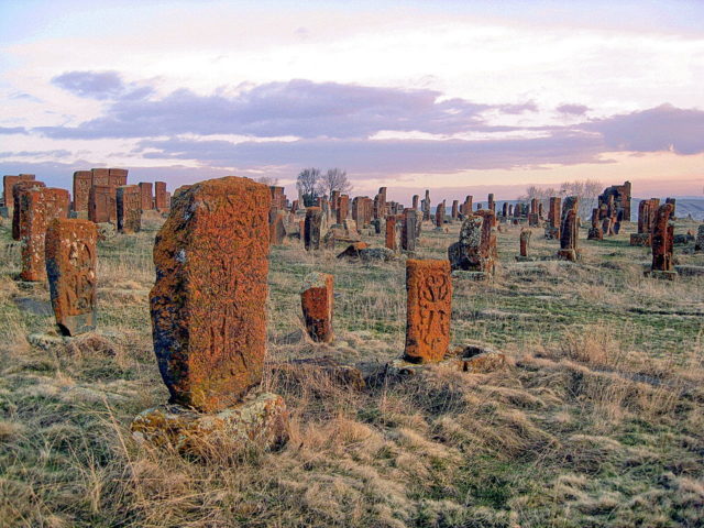 The oldest khachkars are from the 9th centuries, but the majority  are from 13-17th centuries. Author:Arantz CC. by 3.0
