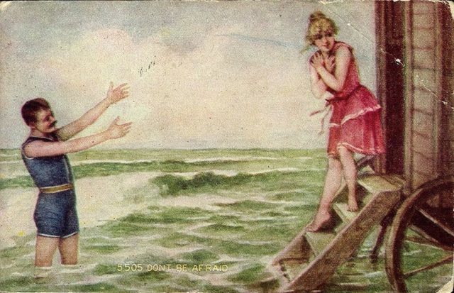 Man and woman in swimsuits, 1910