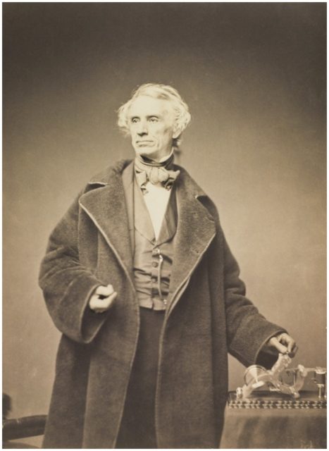 Photography taken by Mathew Brady in 1857 showing Samuel Morse with his recorder