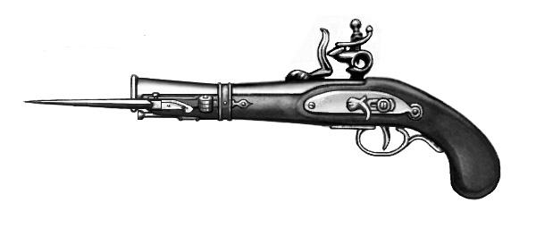 Georgian knife pistol with spring-loaded blade similar to the modern switchblade.