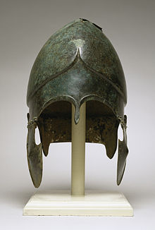 Chalcidian type helmet, circa 500 BC, exhibit in The Walters Art Gallery, Baltimore.