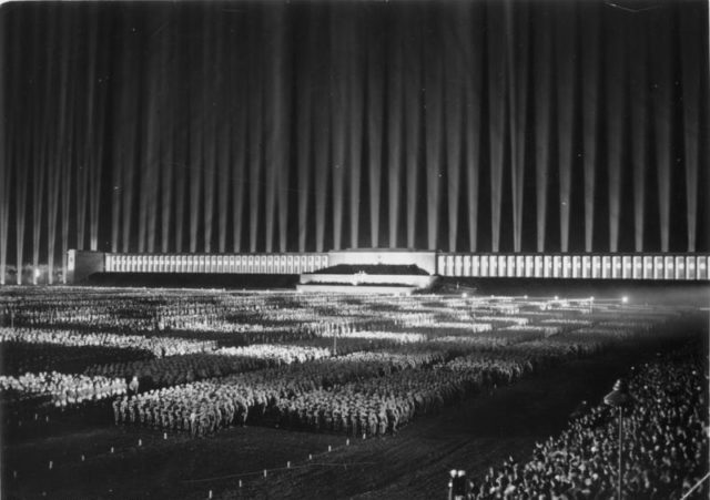 The Lichtdom above the Zeppelintribune, photo by Bundesarchiv, Bild 183-1982-1130-502 / CC-BY-SA 3.0