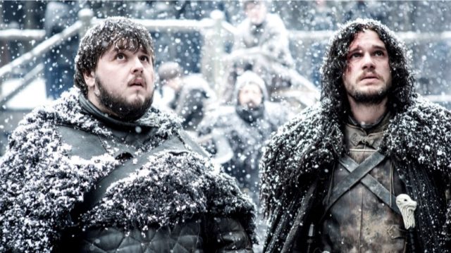 Samwell Tarly and John Snow at Castle Black. Credit: Helen Sloan/HBO.