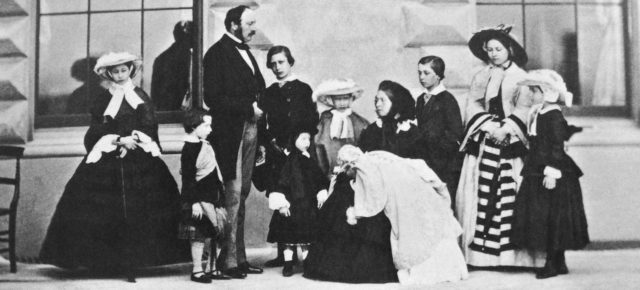 Queen Victoria and Prince Albert with their nine children.