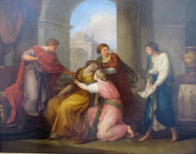“Virgil reading his Aeneid to Octavia and Augustus” painted by Angelica Kauffmann, Hermitage.