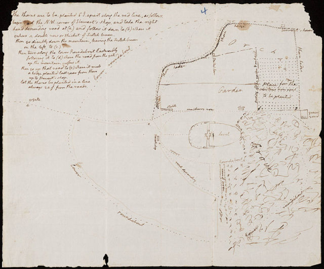 Jefferson’s written plans for the gardens at Monticello.