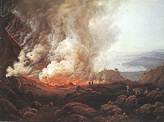 Vesuvius erupting. Painting by Norwegian painter J.C. Dahl, 1826.