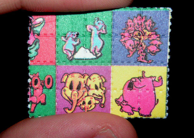 Blotters containing the hallucinogenic drug LSD