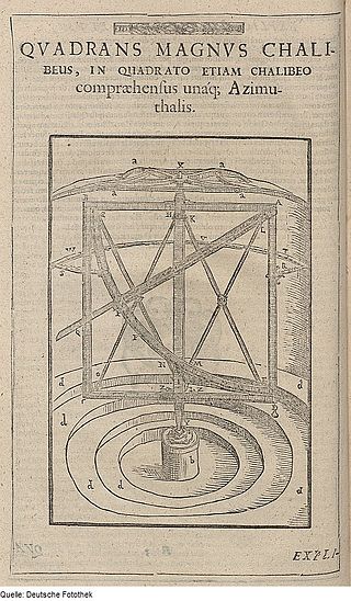 Drawing of a large quadrant used by Tycho Brahe.