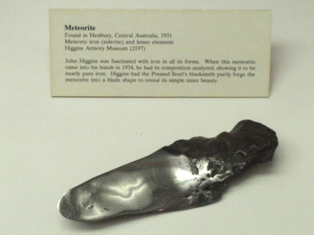 Meteorite, iron, found in Henbury, Australia, 1931 – Higgins Armory Museum
