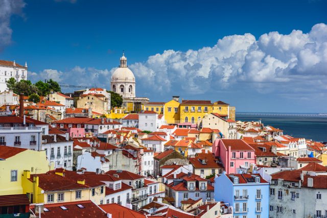 Lisbon skyline at Alfama, the oldest district of the city.