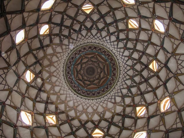 Decorated ceiling inside of Borujerdi traditional persian house