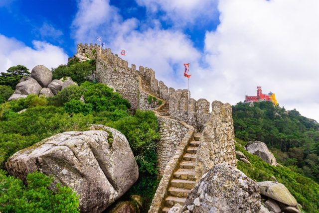 Moorish Castle and Pena Palace in Sintra, Portugal