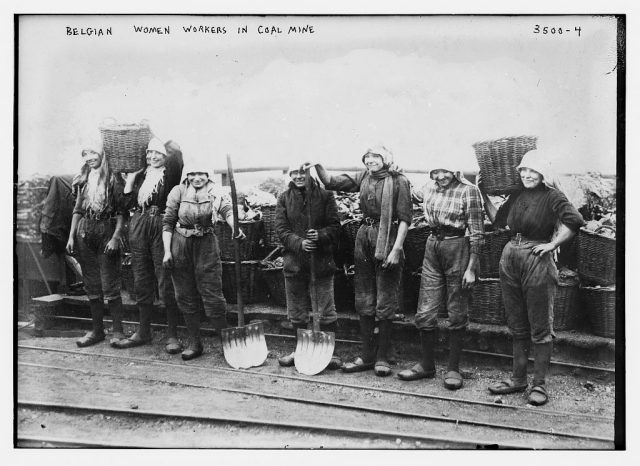 Belgian women workers in coal mine Photo: Library of Congress