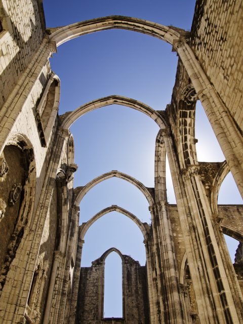 The Carmo Convent is a historical building in Lisbon, Portugal. The medieval convent was ruined in the 1755 Lisbon Earthquake, and the ruins of its Gothic church (the Carmo Church or Igreja do Carmo) are a historic landmark.