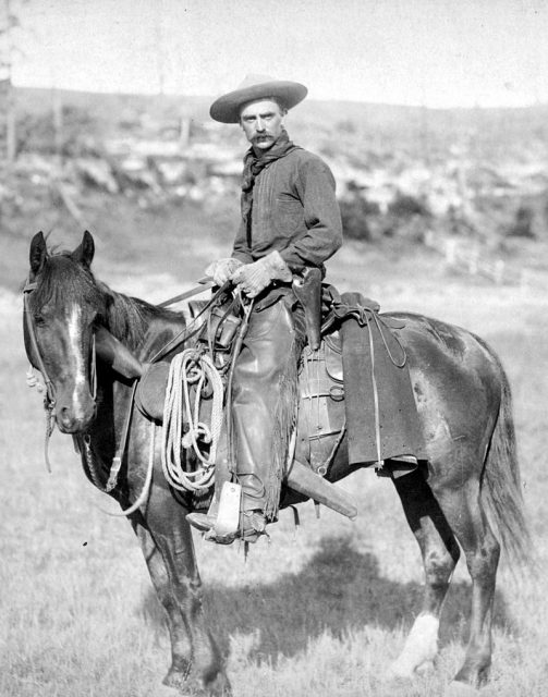 The cowboy, the quintessential symbol of the American frontier, circa 1887