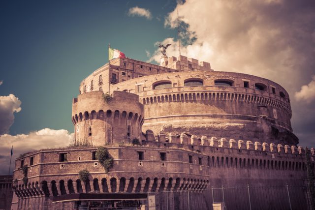Castel Sant’Angelo (Castle of the Holy Angel) in Rome. This old castle with the mausoleum of the Emperor Hadrian is one of the main attractions of the city.