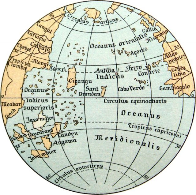 Oceanic area described on the Martin Behaim globe.