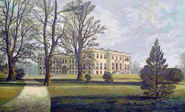 Kimbolton Castle in 1880. This illustration shows the present mansion as rebuilt between 1690 and 1720.