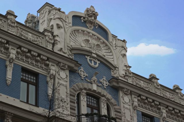 Art Nouveau, Jugenstil building in The historic center of Riga Latvia