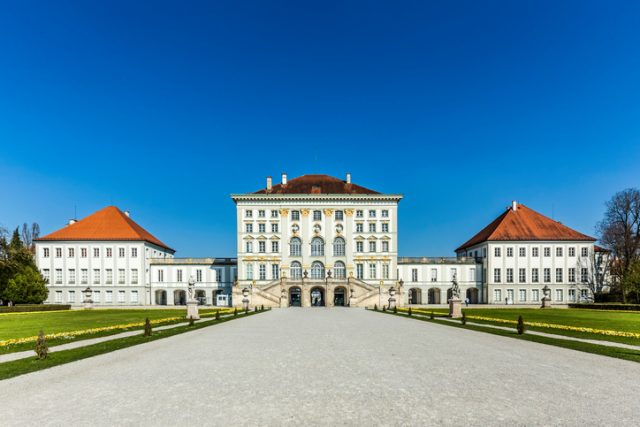 Nymphenburg Palace, the summer residence of the Bavarian kings, seen from public park