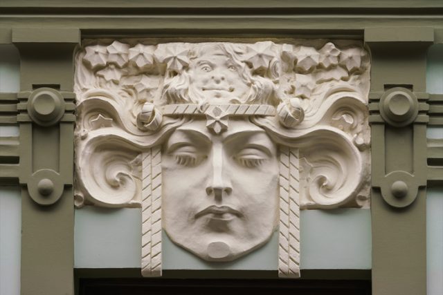 Art Nouveau building fragment in Riga, Latvian