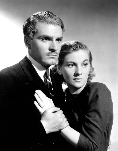 Photo of Laurence Olivier and Joan Fontaine from the 1940 film Rebecca.