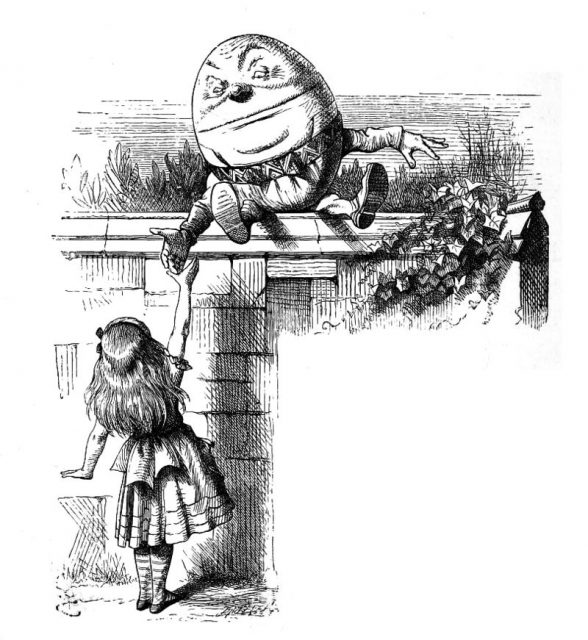 Humpty Dumpty and Alice. From Through the Looking-Glass. Illustration by John Tenniel.