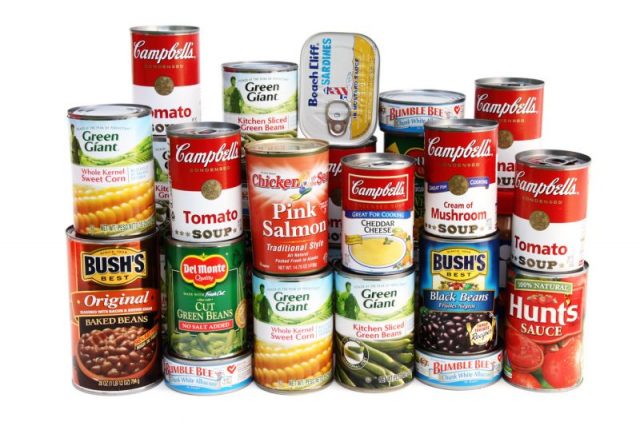 Variety of canned food