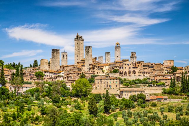 Beautiful view of the medieval town of San Gimignano, Tuscany, Italy.