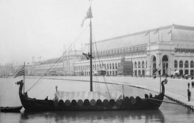 The Gokstad ship’s replica, the Viking, as seen at the World’s Columbian Exposition, Chicago, in 1893