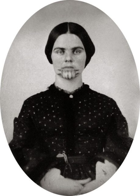 A tintype portrait of Olive Oatman