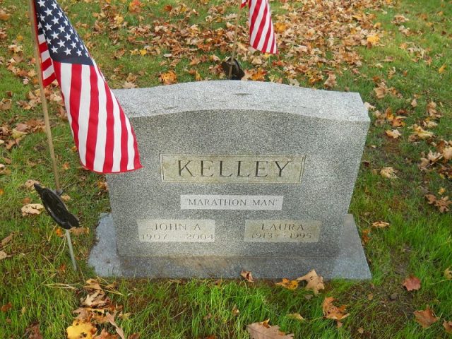 Tombstone of Johnny Kelley- Marathon Man Quivet Neck Cemetery, East Dennis, Massachusetts