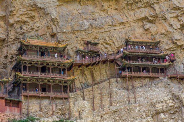 Hanging Temple in Henshang Mountain at China Asia