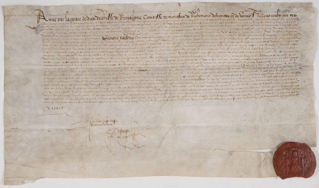 Treaty signed on Anne’s behalf in 1490 with the Kingdom of England. In 1486, Anne’s mother died. Her father, with no male heirs, arranged that Anne would inherit his titles and lands.