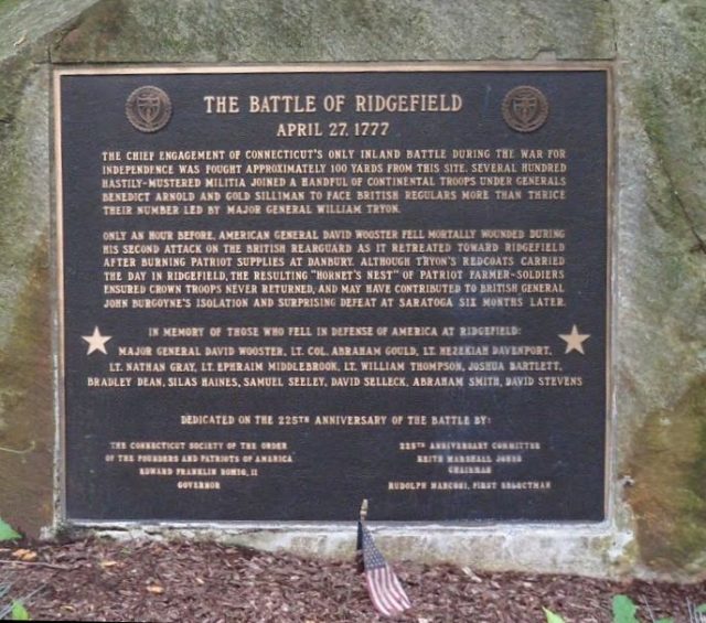 A memorial plaque created by The Connecticut Society of the Order