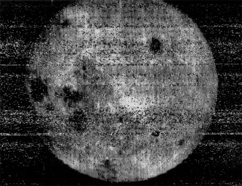 The first image returned by Luna 3 showed the far side of the Moon was very different from the near side, most noticeably in its lack of lunar maria (the dark areas)
