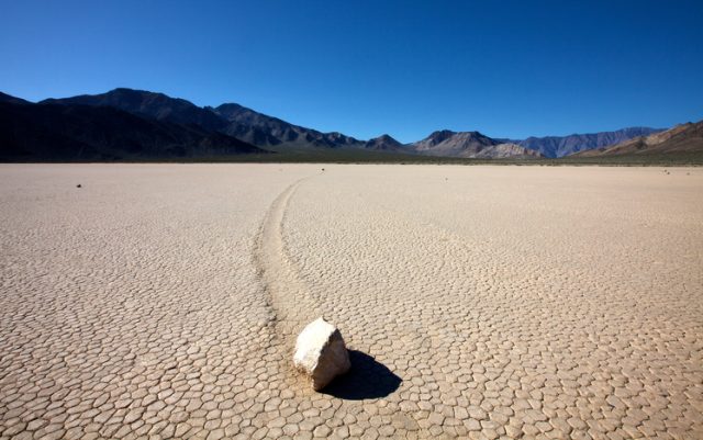 Sliding rocks on the Race Track Playa at Death Valley National Park