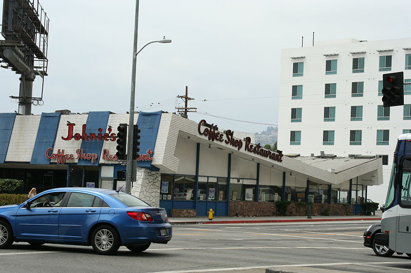 Johnie's Coffee Shop Restaurant on Miracle Mile in Los Angeles, famous for being used as a location for many movies.