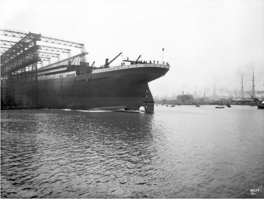 The Titanic, lying at the dock at Belfast. source