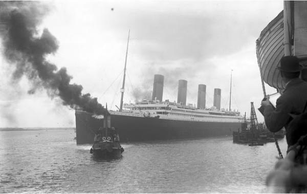 Titanic leaving Belfast for her sea trials on 2 April 1912. source