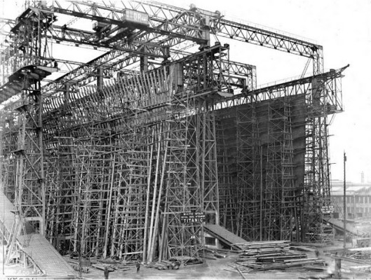 Titanic hull under construction. source 