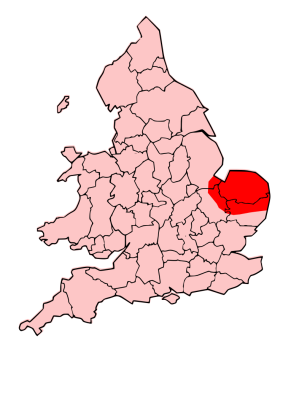 Location of Iceni territory within England, Wales and Man; modern county borders for England and pre-1996 borders for Wales are shown for context.